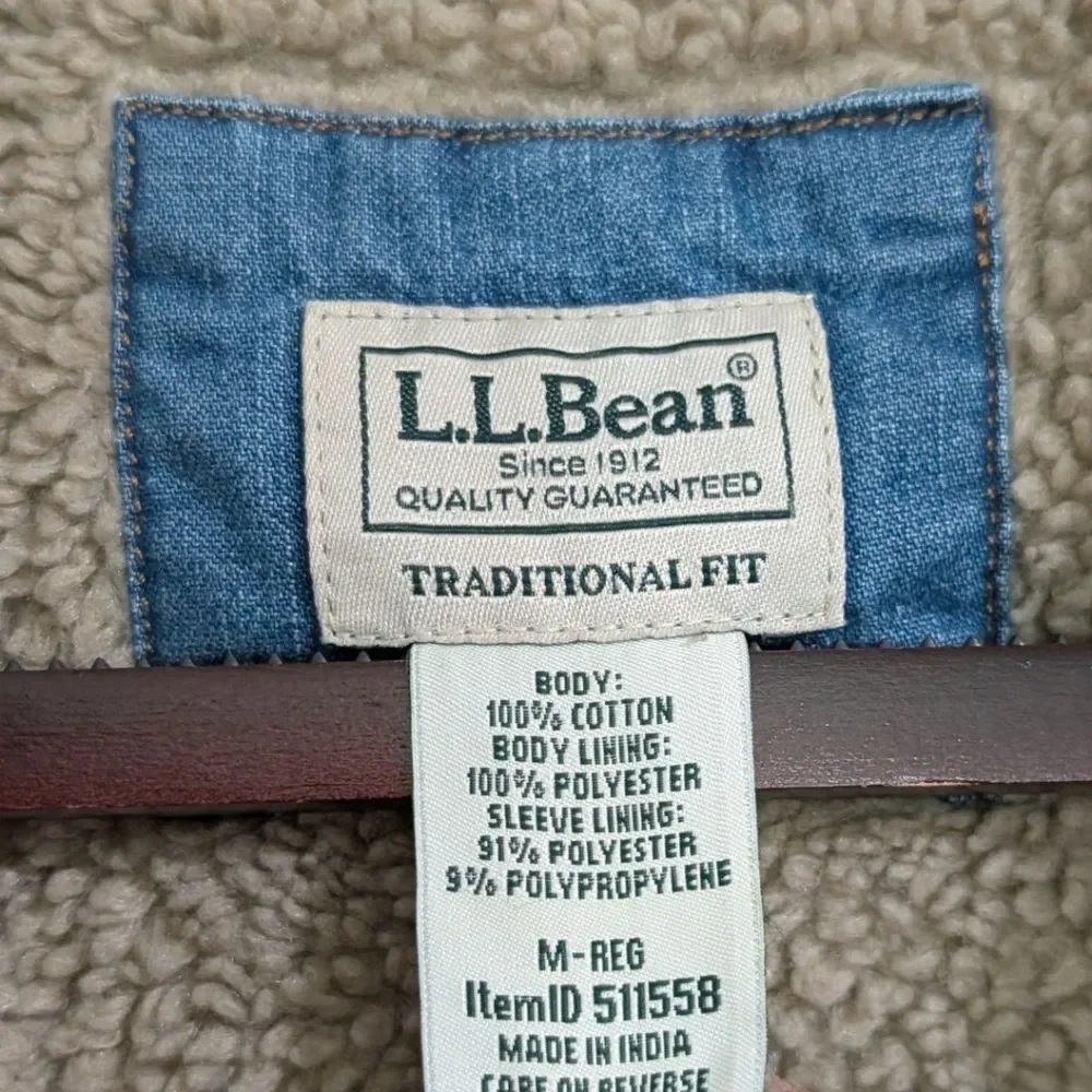 L.L.Bean Mens 1912 Heritage Lined Shirt Jac Jacket Medium Reg Stonewashed Blue